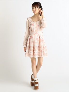 Japanese Kawaii Gyaru Otame Liz Lisa Wardrobe Pattern One Piece Dress in White